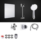 Modern Dual Shower Head Square High Arc Shower Head in Silver