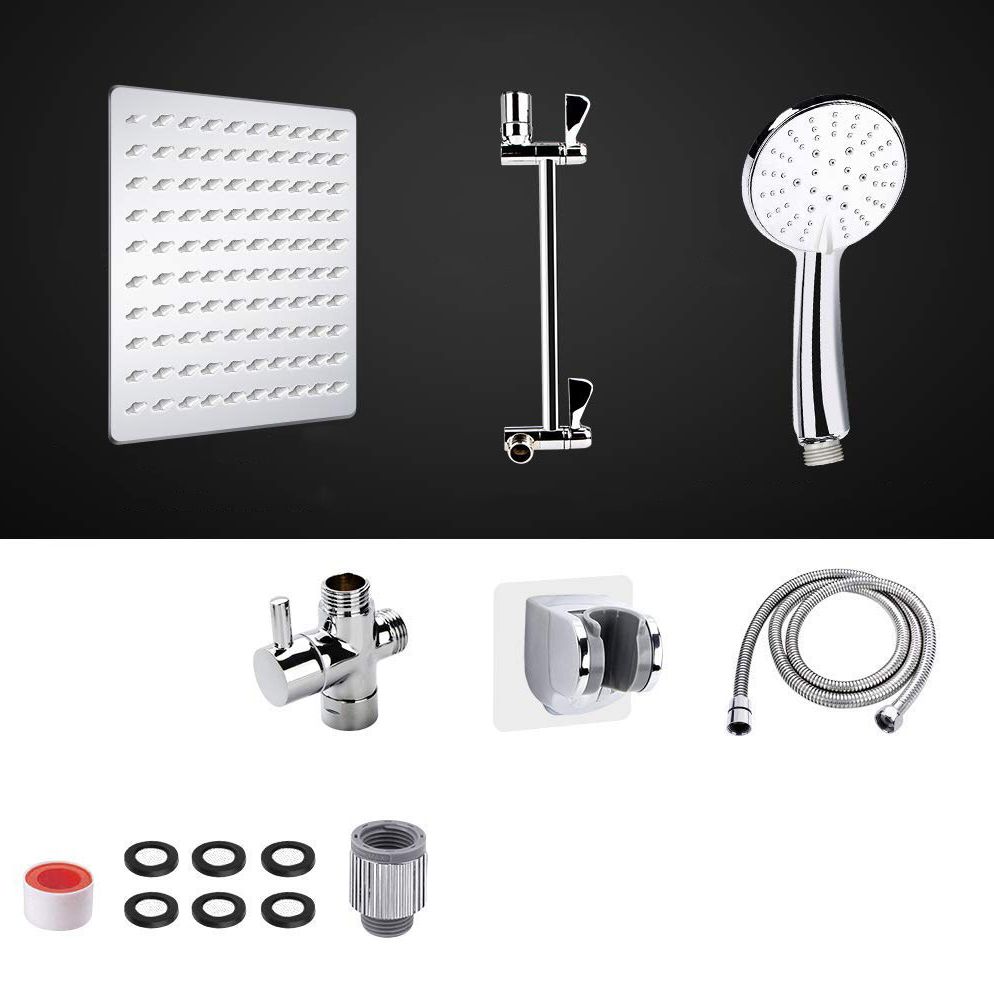 Modern Dual Shower Head Square High Arc Shower Head in Silver
