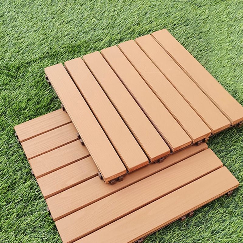 Yellow 6-Slat Square Wood Floor Tiles Click System Floor Tiles
