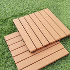 Yellow 6-Slat Square Wood Floor Tiles Click System Floor Tiles