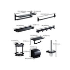 Contemporary 8-piece Bathroom Accessory Set Matte Black Bathroom Shelf/Paper Holder/Towel Hook