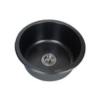 Stainless Steel Round Sink in Black Single Basin Undermount Sink with Basket Strainer