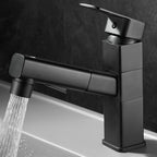 Bathroom faucet with pull-out lever handle Single hole basin mixer