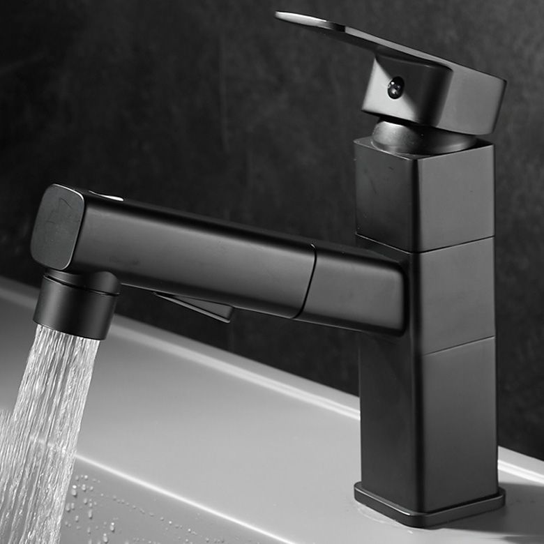 Bathroom faucet with pull-out lever handle Single hole basin mixer
