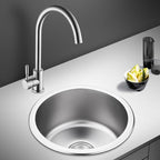 Round Single Bowl Kitchen Sink Stainless Steel Sink with Drain Strainer Set