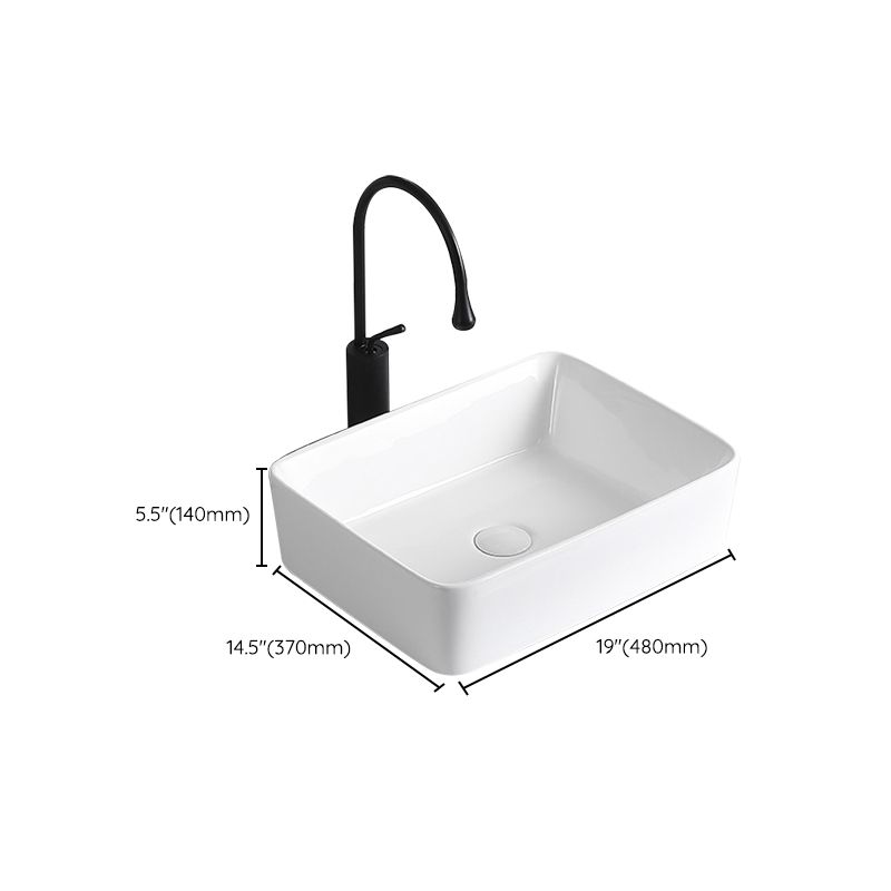 Modern Vessel Sink Porcelain Rectangular Vessel Sink (Not Including Faucet)