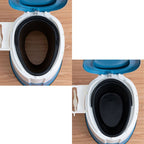 Contemporary plastic floor-mounted toilet bowl with toilet seat for the bathroom