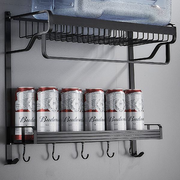 Black / Silver Bathroom Accessories Aluminum Hardware Set Bathroom Shelf