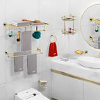 Gold Modern Bathroom Set, Polished Gold, 4 Pieces, Towel Holder, Paper Holder