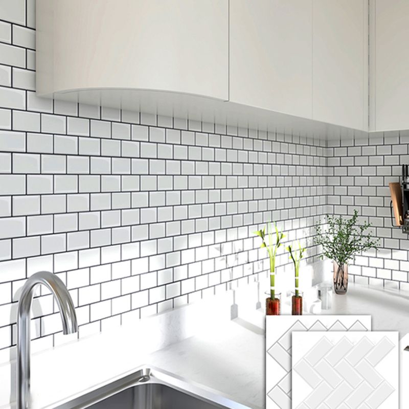 Peel and Stick Subway Tiles Waterproof Plastic Tile Rectangular Peel & Stick Tile for the Kitchen