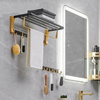 Contemporary Bath Accessories Set Black & Golden Bath Shelf/Towel Bar