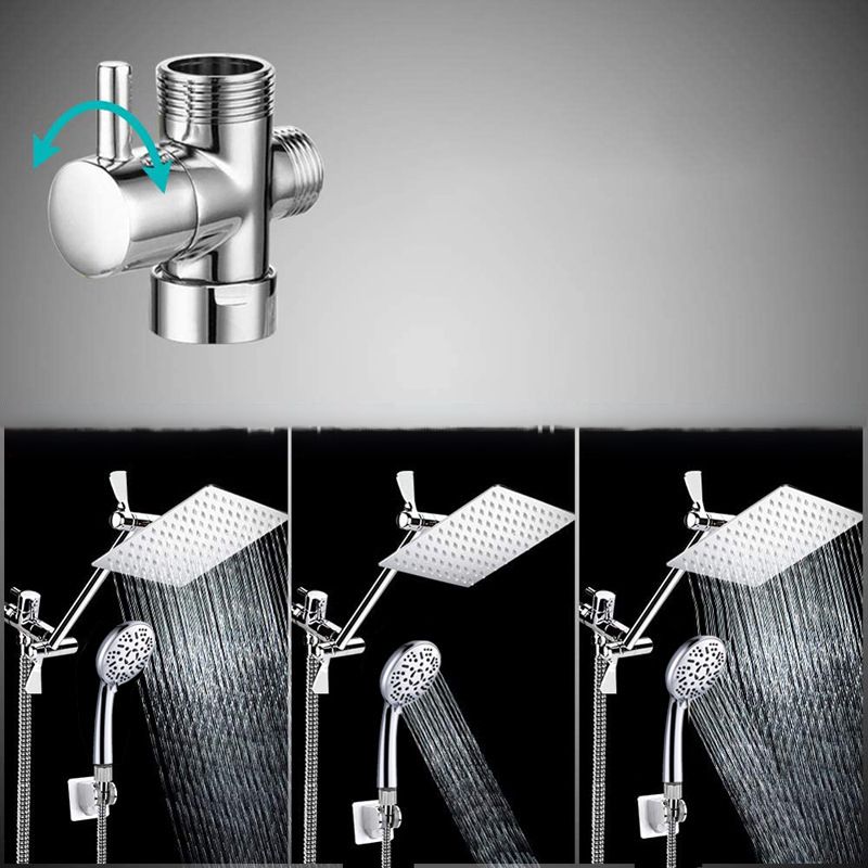 Modern Style Dual Showerhead 9-Spray Silver Wall-Mounted Showerhead