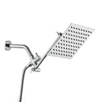 Silver Square Fixed Shower Head Modern Style Wall Mounted Shower Head