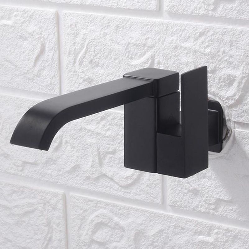 Contemporary Wall Mounted Bathroom Faucet Lever Handles Low Arc Swivel Brass Faucet