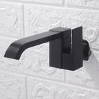 Contemporary Wall Mounted Bathroom Faucet Lever Handles Low Arc Swivel Brass Faucet