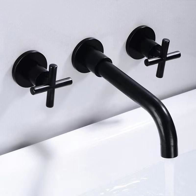 Modern 1- or 2-Handle Bathroom Sink Faucet Round Wall-Mounted Bathroom Faucet.
