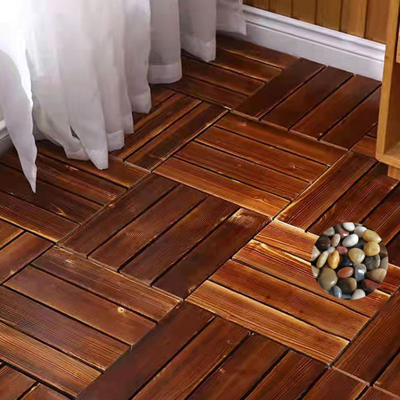 4-Slat Wood Floor Tiles Interlocking Installation Floor Tiles