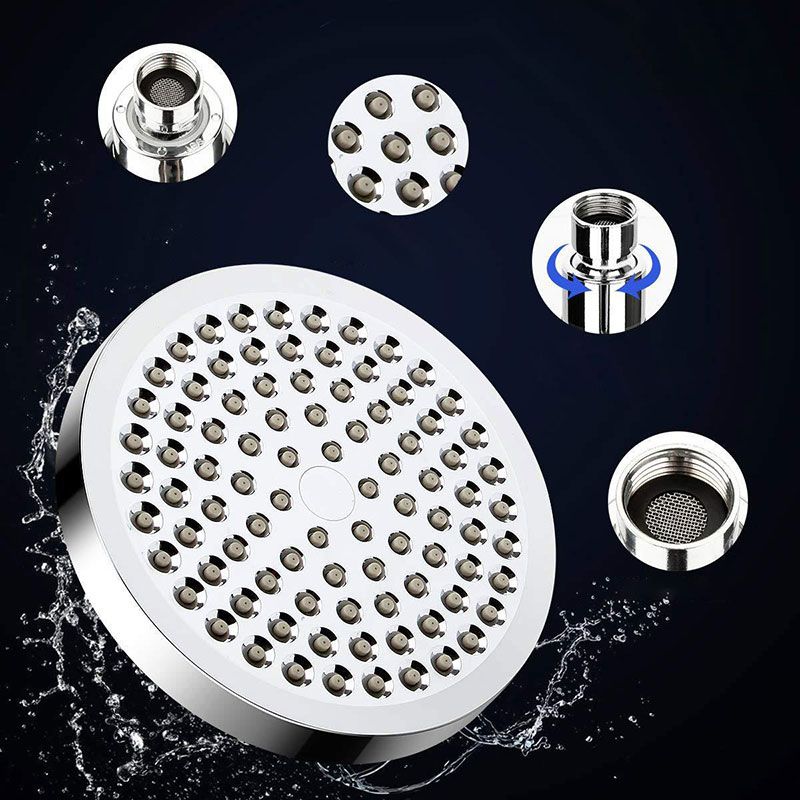 Modern Standard Shower Set Double Round Metal Adjustable Spray Pattern Shower Head
