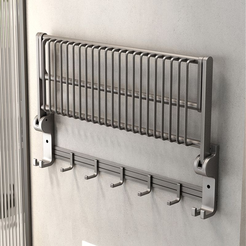 Gray contemporary bathroom accessory set bathroom shelf/towel holder & bathrobe hook incl.