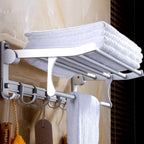 Silver Modern Bathroom Accessory Set with Bath Shelf/Towel Rack & Bathrobe Hook