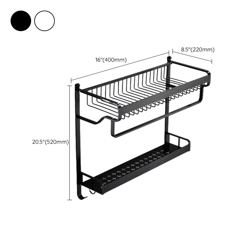 Black / Silver Bathroom Accessories Aluminum Hardware Set Bathroom Shelf