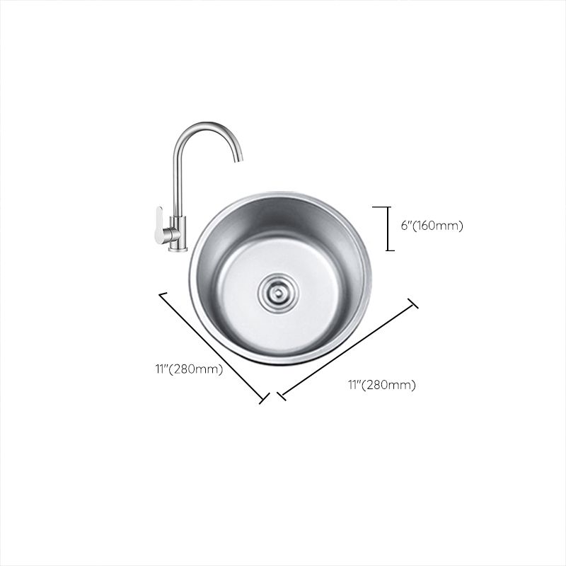Round Single Bowl Kitchen Sink Stainless Steel Sink with Drain Strainer Set