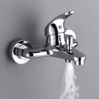 Modern Silver Bathtub Spout Single-Hole and Two-Hole Installation Faucet