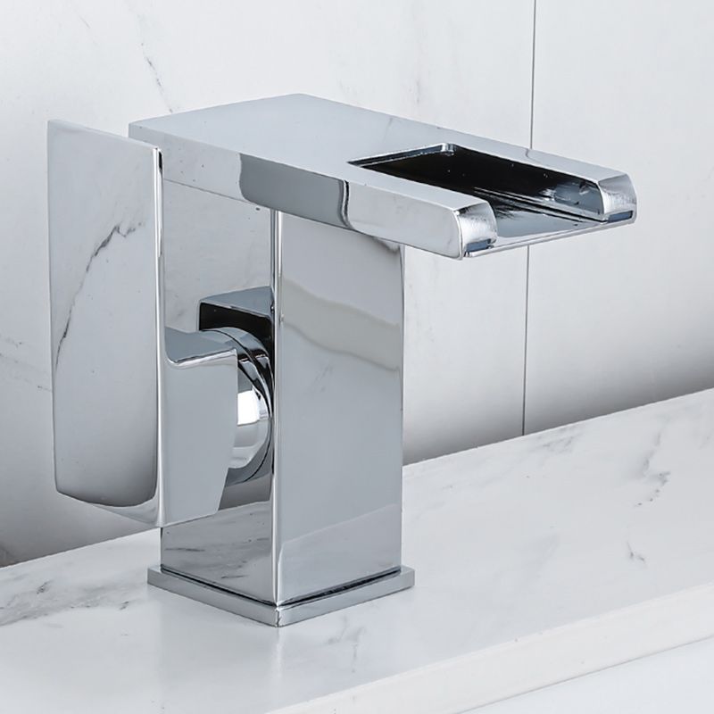 Waterfall basin mixer tap square lever handle with LED three-color light