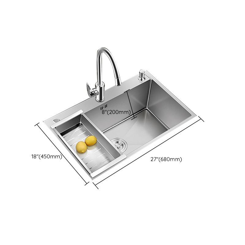 Contemporary Style Kitchen Sink Stainless Steel Colorfast Built-in Sink
