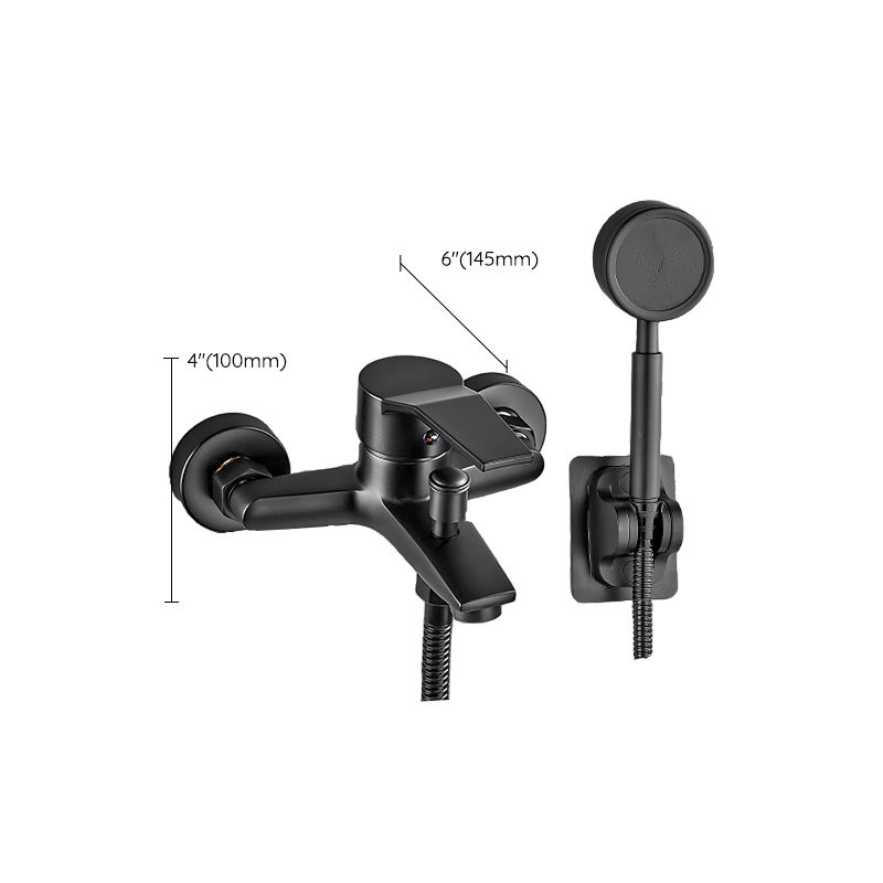 Wall-mounted fixed bathtub faucet lever handle with hand shower