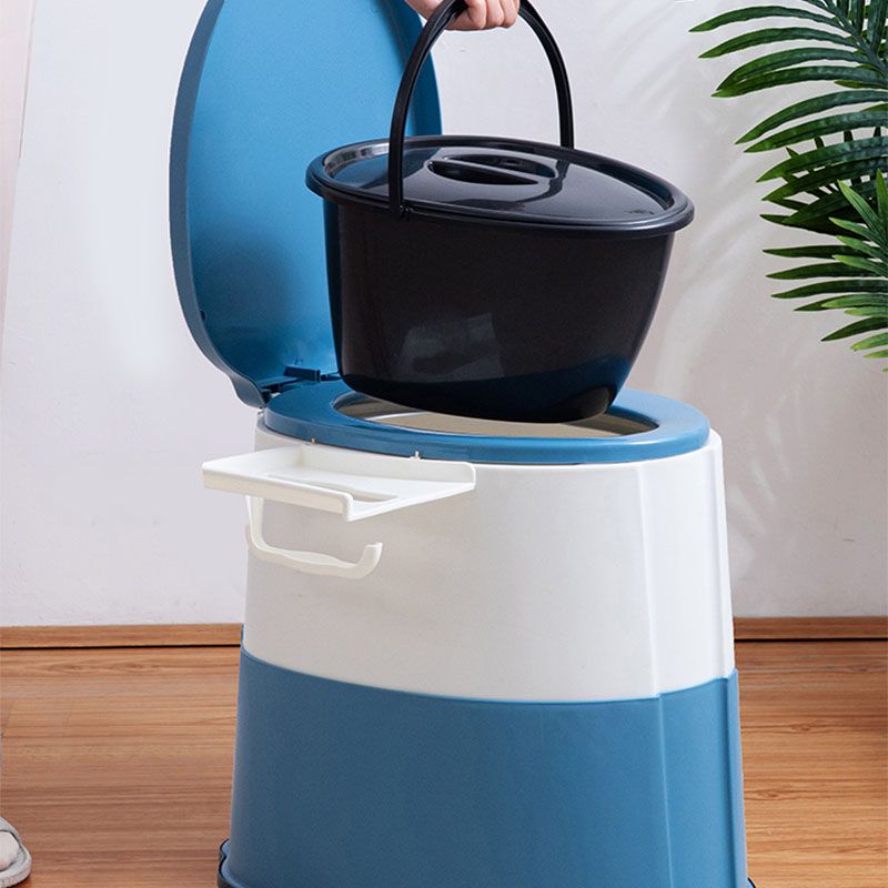 Contemporary plastic floor-mounted toilet bowl with toilet seat for the bathroom