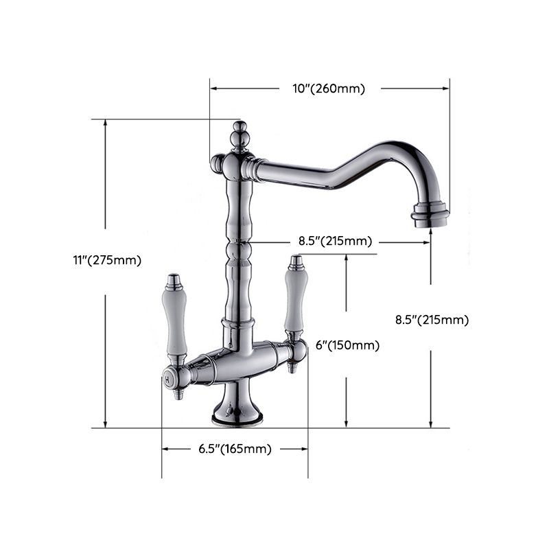 Traditional Kitchen Bar Faucet Double Handle High Arc No Sensor Bar Faucet