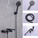 Modern Bathtub Faucet Trim Black Wall Mounted Swivel Spout with Hand Shower