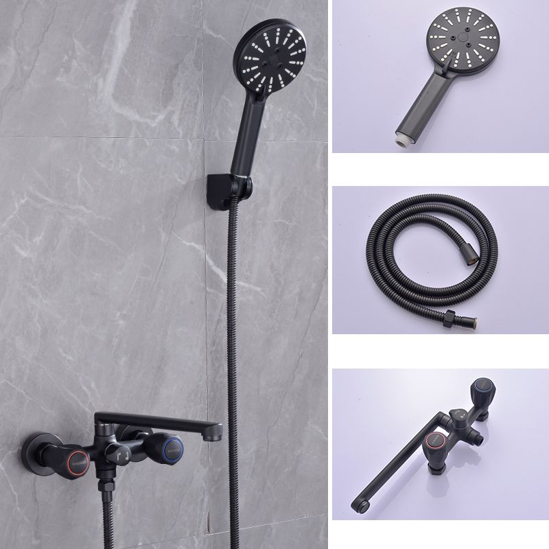 Modern Bathtub Faucet Trim Black Wall Mounted Swivel Spout with Hand Shower