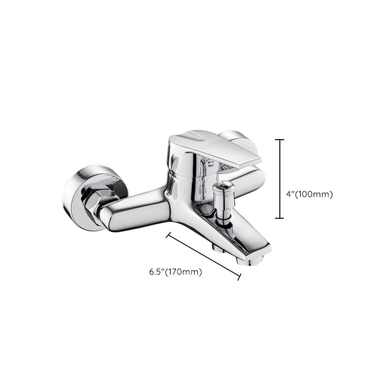 Contemporary Wall-Mounted Bathroom Faucet Lever Handles 2-Hole Faucet Brass Faucet