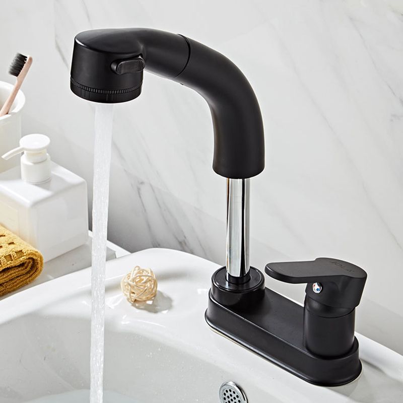 Low arc basin mixer with 1 handle for basins with overflow