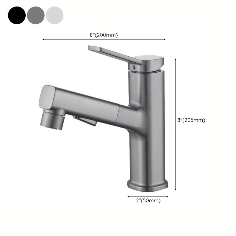 Modern bathroom sink faucet with brass lever handles and swivel spout