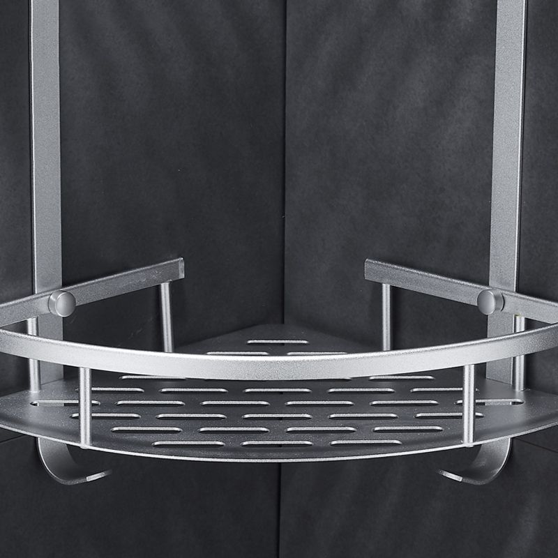 Silver Modern Bathroom Accessory Set with Bath Shelf/Towel Rack & Bathrobe Hook