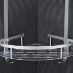 Silver Modern Bathroom Accessory Set with Bath Shelf/Towel Rack & Bathrobe Hook