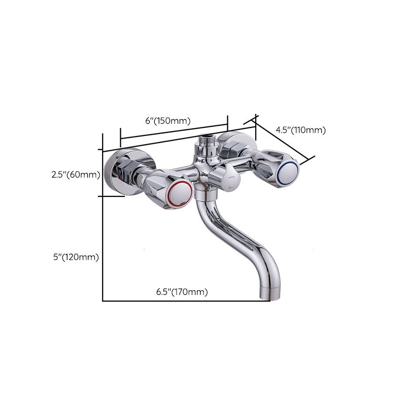 Chrome Bathroom Faucet Trim Wall-mounted Swing Faucet with Hand Shower