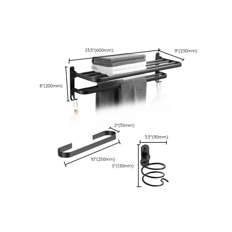 Modern Black Bathroom Accessory Set Tissue Holder Towel Bar Bathroom Fittings Set