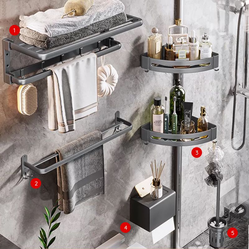 Modern Bathroom Accessories Hardware Set Gray Towel Bar Bathroom Shelf Bathroom Hardware Set