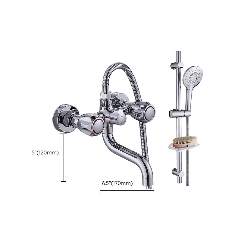 Chrome Bathroom Faucet Trim Wall-mounted Swing Faucet with Hand Shower