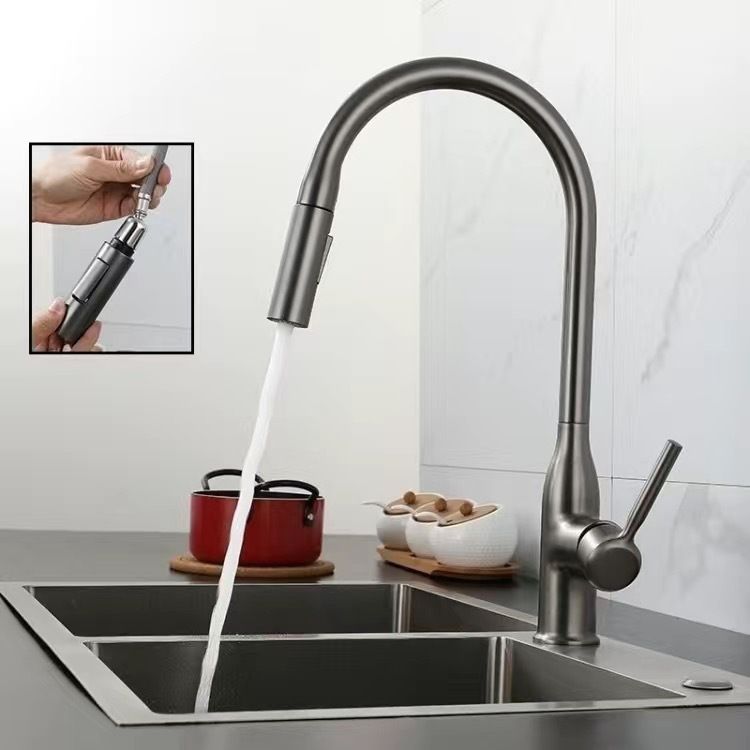 Modern Pull-down Water Filler Single Handle High Arc Kitchen Faucet