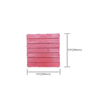 Red 6-Slat Square Wood Deck Tiles Snap-Fit Installation Floor Tiles