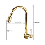Brushed Gold Kitchen Sink Faucet High Arc Swivel Spout with Pull-Down Spray Head