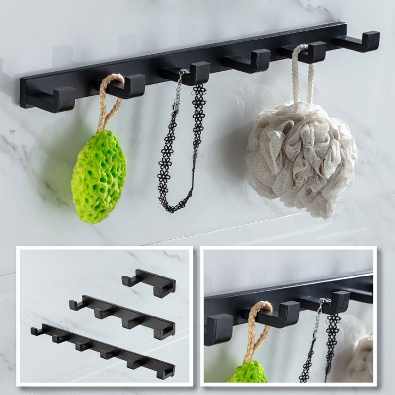 Modern Classic Bathroom Accessories Set in Stainless Steel Matte Black Bathrobe Hook/Towel Ring Bar