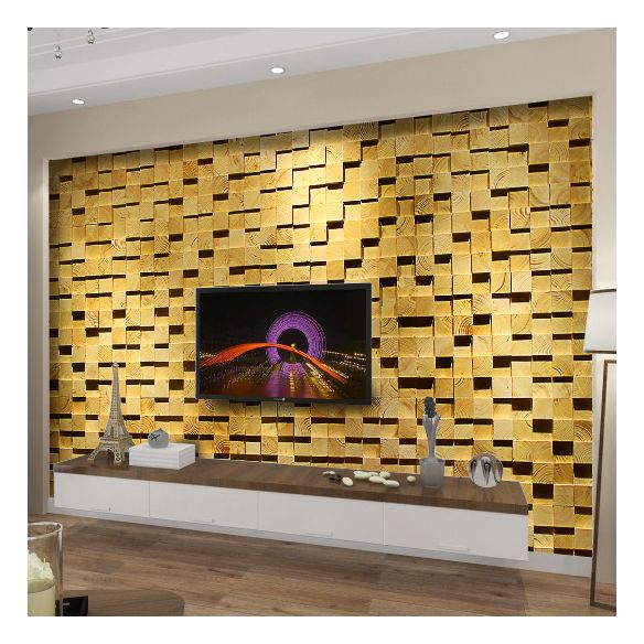 Wood Mosaic Cladding Shiplap Glue Contemporary Interior Wall Cladding