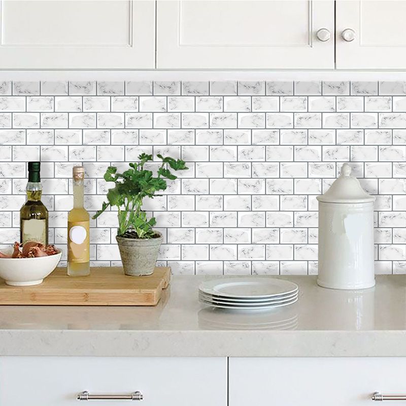Peel and Stick Tiles Rectangular Stain Resistant PVC Subway Peel and Stick Tiles for the Kitchen