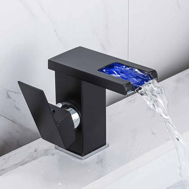 Waterfall basin mixer tap square lever handle with LED three-color light